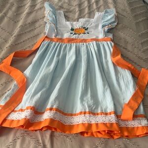 Nola Light Blue and Orange Kids Dress